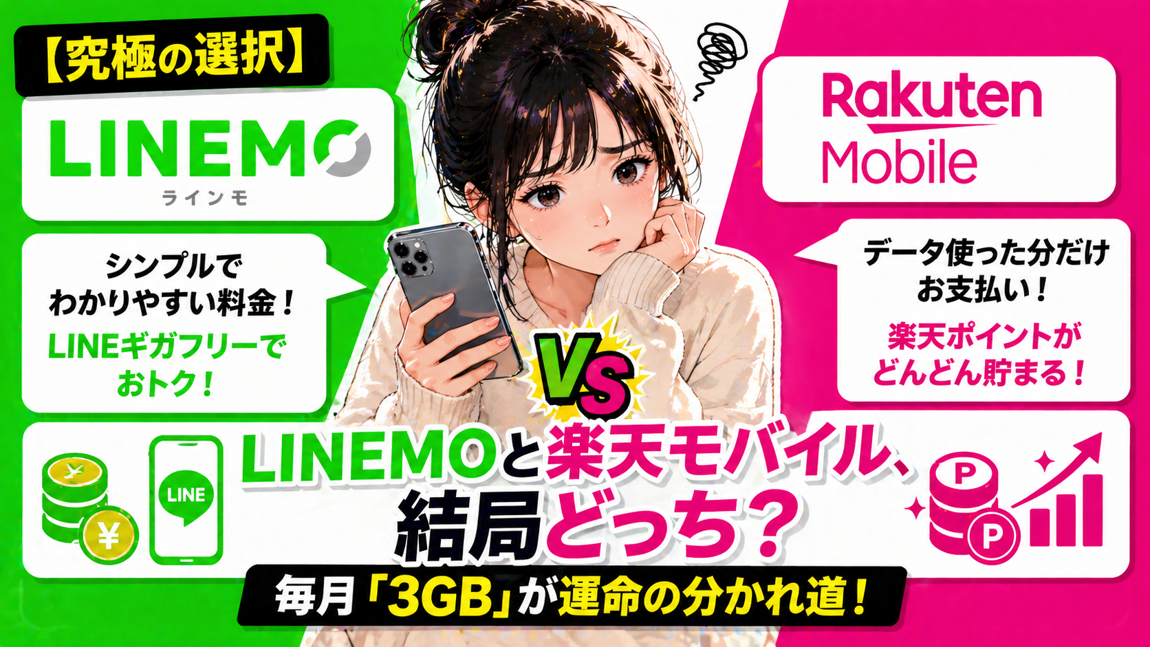 LINEMOと楽天モバイルの比較